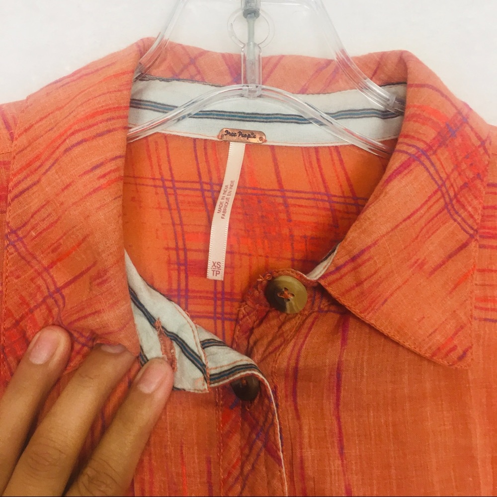 Free People Shore Vibes Button Down Shirt Plaid S - Picture 5 of 8